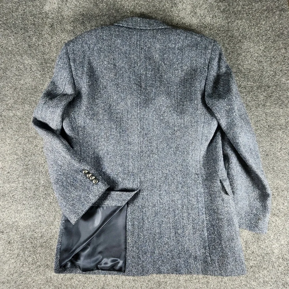 Harris Tweed Jos A Bank‎ Men's 38R Blue  Herringbone Tweed Blazer Sport Coat